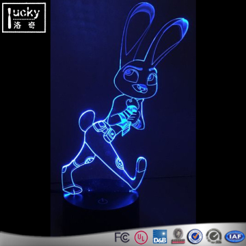 Rabbit shape 3D Led Night Light for Holiday Lamp 3D Bulbing Light