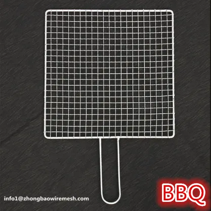 Portable Stainless Steel BBQ Barbecue Grilling Basket Mesh with Metal Handle