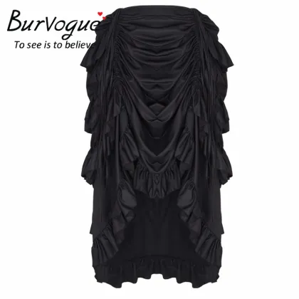 Burvogue Victorian Style Black Gothic Long Steampunk Corset Skirts Costumes Wholesale