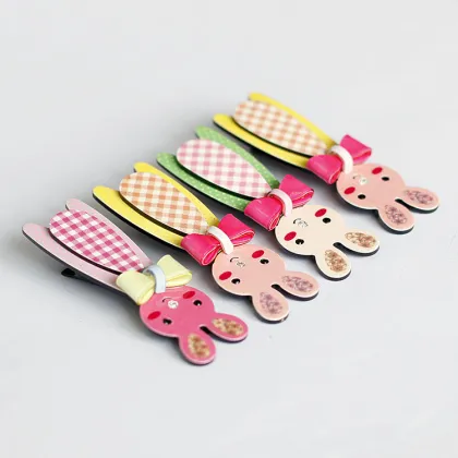 New plastic multicolor rabbit head cartoon bowknot hair hairpin