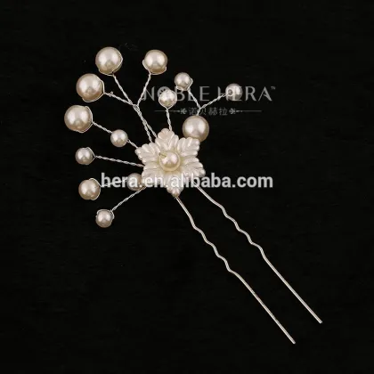 Handmade Cheap hair ornaments wholesale pearls flower hair forks bridal hair pin