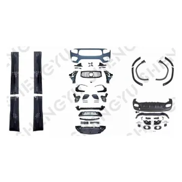 Front Bumper Assembly with Grille and Side Skirt Kit for Benz GLB Class (X247 18-22) GLB35 Black Warrior Style Upgrade