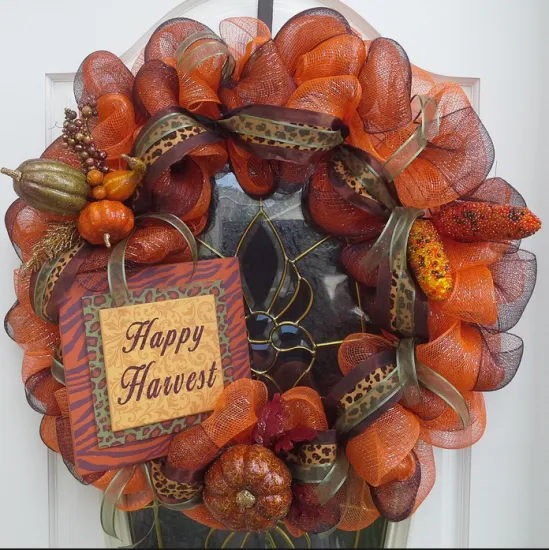 Fall and Thankgiving Harvest Ornament Deco Poly Mesh
