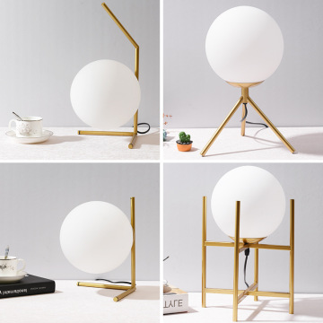 Nordic Minimalist Gold Desk Lamp with Glass Ball for Bedroom and Reading Room
