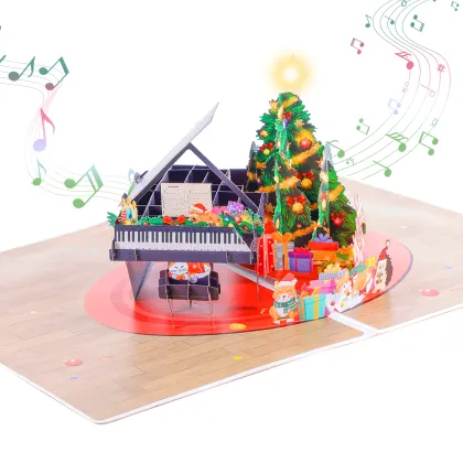 3D Christmas Piano Pop Up Musical Card