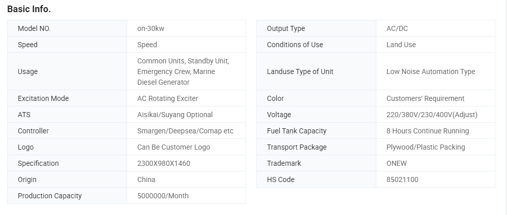 30kW 30 KW Marine Diesel Engine Weichai/Onan/Yuchai/Doosan Motor usada Motor elétrico Silent Marine Diesel Power Electric Boat G