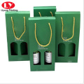 Botella de vino verde doble set caja de embalaje