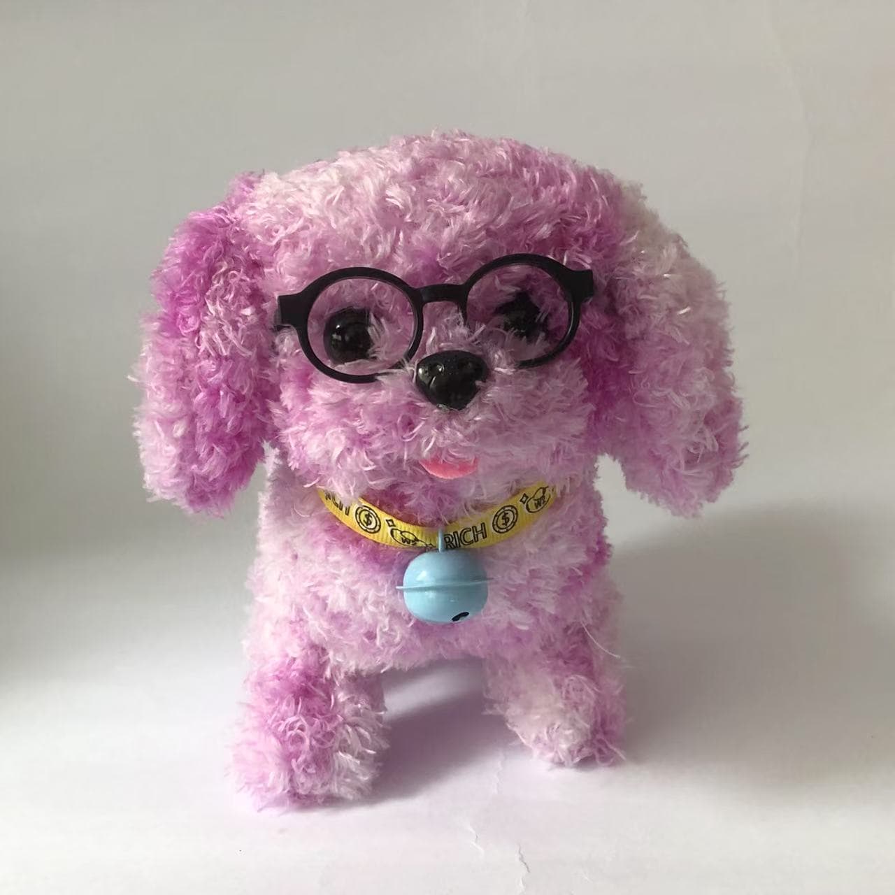 W2C04 Medium Glasses Bell Floral Teddy Dog