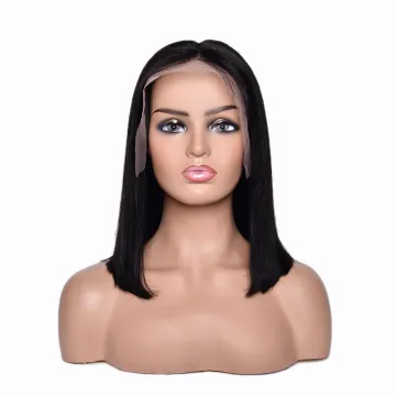 cheap price 100% virgin Brazilian human hair bob wig with bangs lace front bob wigs human hair