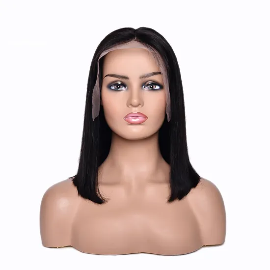 cheap price 100% virgin Brazilian human hair bob wig with bangs lace front bob wigs human hair
