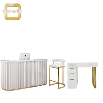 Marble White Reception Counter for Nail Spa and Salon