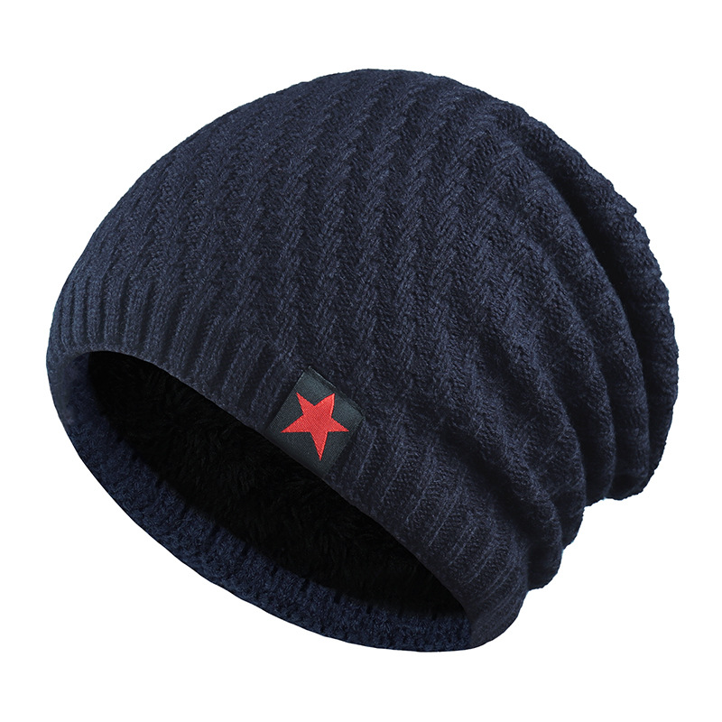 Autumn winter wool cap with fleece knit cap