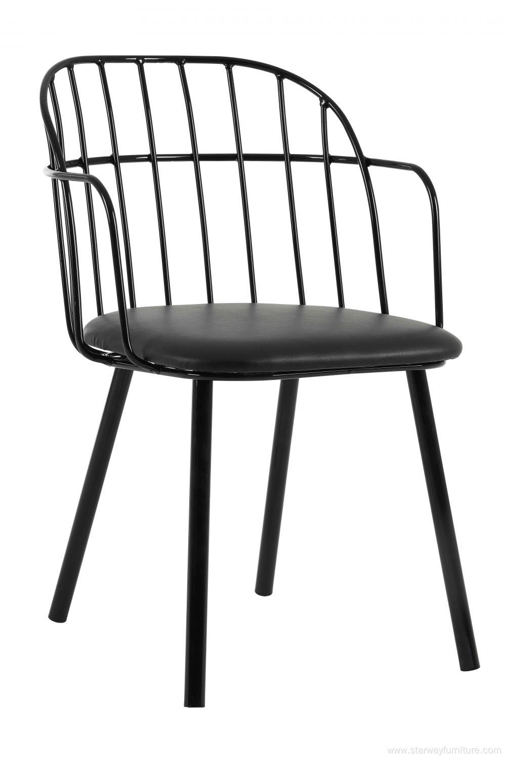 metal chair leather cushion dining chair for restaurant