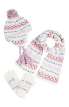 Fairisle Knitted hat scarf set