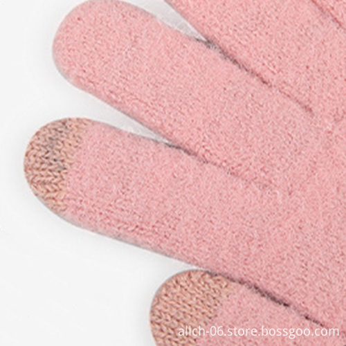 Winter Ladies' Full Finger Touch Screen Gloves: Panda Design, Velvet Thickening, and Sticky Flowers