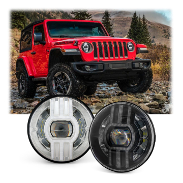 Pusingan lampu LED 7 inci - Serasi dengan isyarat JK TJ LJ CJ Turn (White LHD/RHD Sealed Beam)