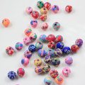 Colorful 6/8/10/12mm Polymer Clay Round Ball Loose Beads Mixed Colors Flower Pattern for DIY Jewelry Making Accessories