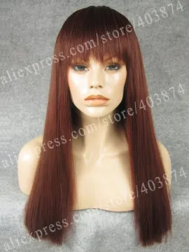 Free Shipping Wigs Auburn 20'' Natural Straight No Lace Machine Wig Synthetic