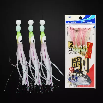 OUNA High Carbon Steel Fishing Gear: Luminous Lure Sabiki Squid Rigs for Sea Fishing