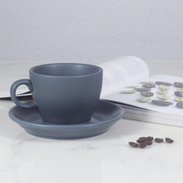 Matte Dark Grey Porcelain Espresso Coffee Cup and Saucer Sets - 65ml, 180ml, 280ml
