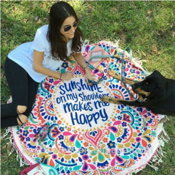 cotton round beach towel with tassels