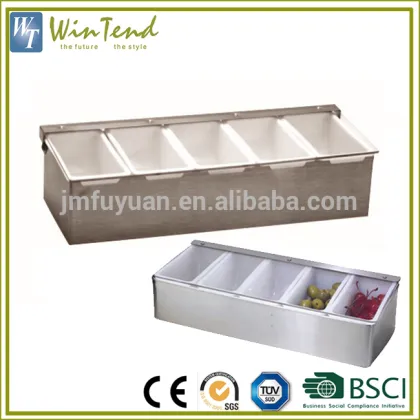 5 compartment condiment dispenser container plastic fruit condiment tray