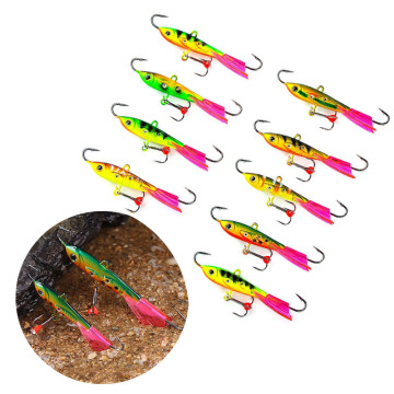 Wholesale 6.3cm 8.5cm Ice Fishing Jig Lure with Double Hooks and Metal Balancers