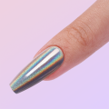 Longues formes de cercueil en pleine couleur ongles de doigt holographiques