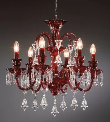 China Janosul Fancy Italian Red Murano Glass Crystal Chandelier