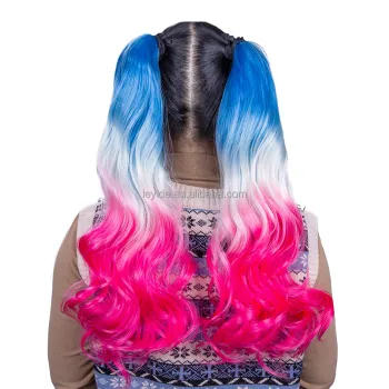 AliLeader 18 Inch Long Ombre Synthetic Hair Extension Body Wave Curly Clip In Ponytail For Girls