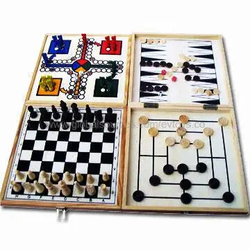 Game Set with Draughts, Chinese Checkers, Backgammon, Ludos, Sized 30 x 30 x 4.5cm, EN71 Tested