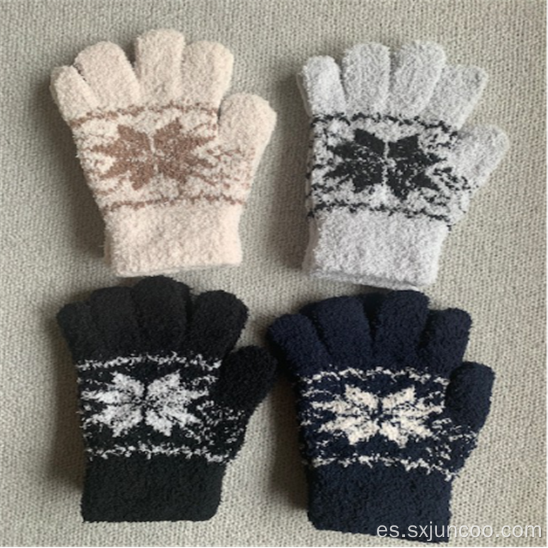 Lovely Embriodery - Guantes con cinco dedos para mujer con estampado floral