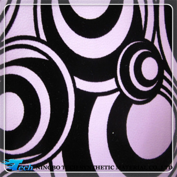 pu with flocking leather for sofa cover use, various flocking design availabel(cuero sinteticos para muebles)
