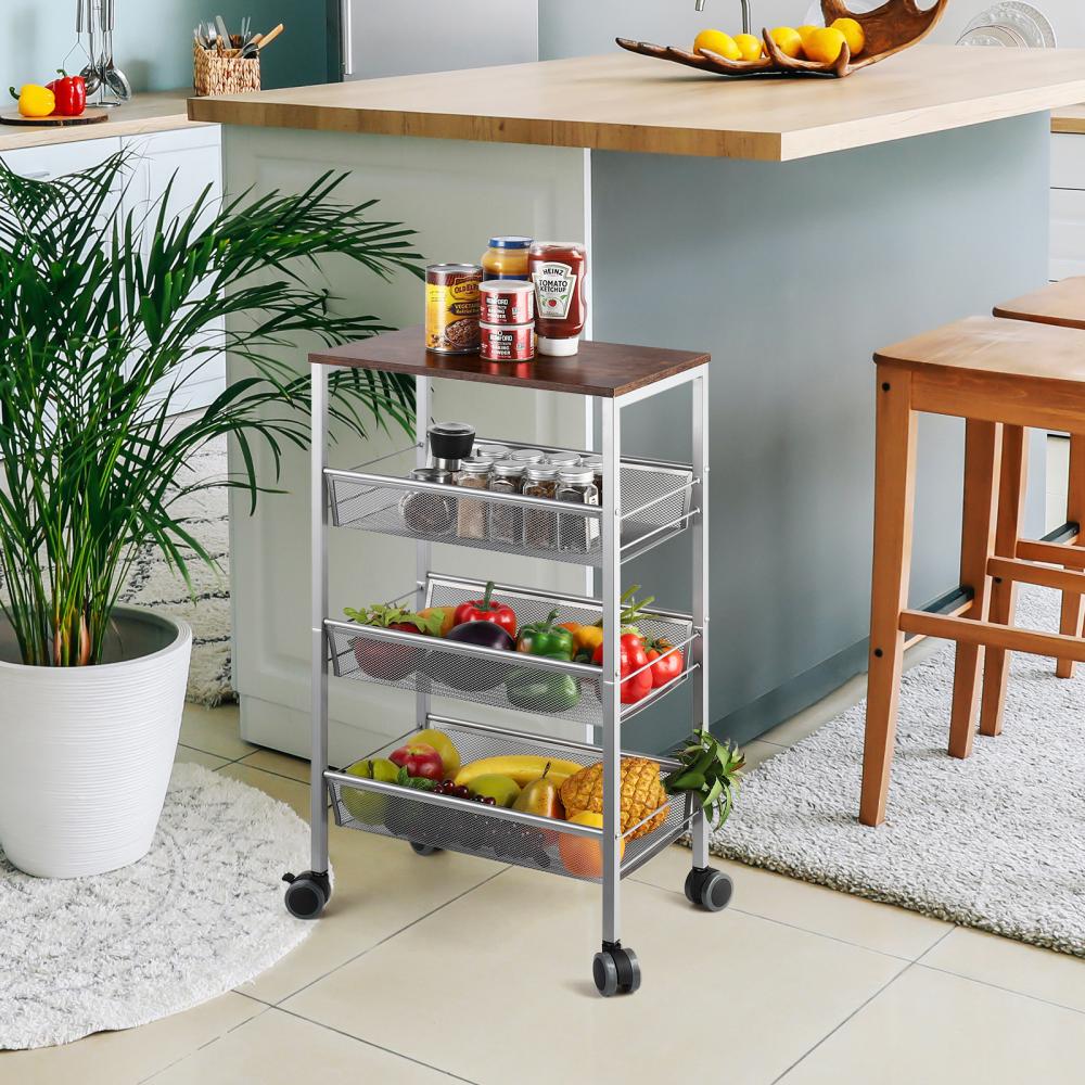 Rustic Mesh Wire Kitchen Serving Cart