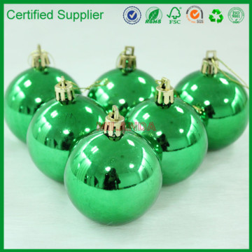 Factory direct supply 9cm green plastic shiny hanging giant Christmas ball