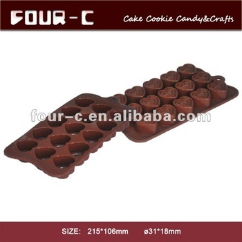 Triple hearts convex candy mould, silicone chocolate mold