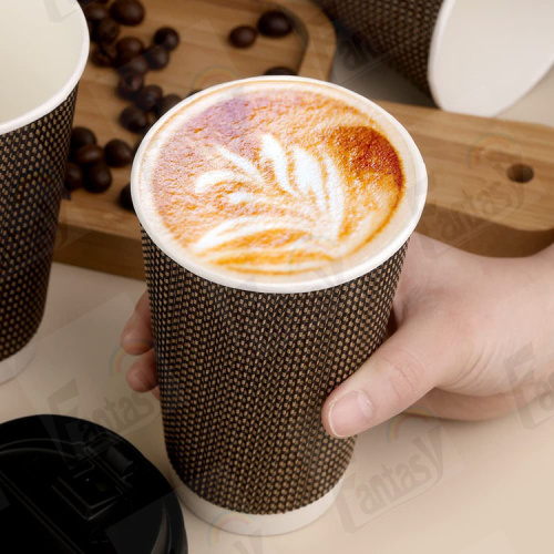 Ripple Wall Cup Printed Disposable Paper Coffee Cups