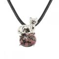 Gemstone с серебряным ожерельем тигрового шарма с 18 дюймами черная кожаная шнур коля