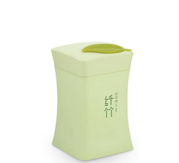 Porta palillos de plástico de fibra de bambú con tapa de hoja