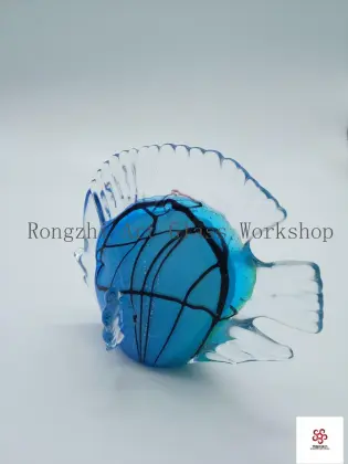 Water Blue Fish Glass Sculpture