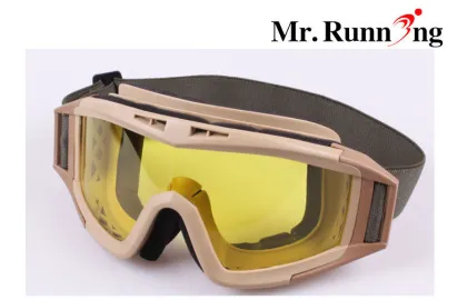 Police Military Tactical Goggles , Yellow Polycarbonate Lens Eye Glasses