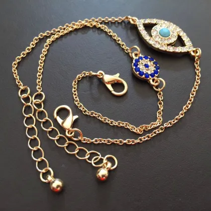 Evil Eye Gold Bracelet Rhinestone Blue Evil Eye Bracelets