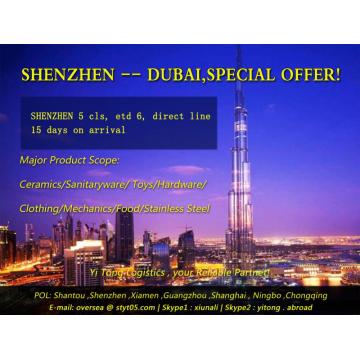 Frete marítimo de Shenzhen para Dubai