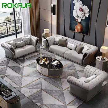 Italian Luxury L Shape Sectional Sofa with Curved Handrail