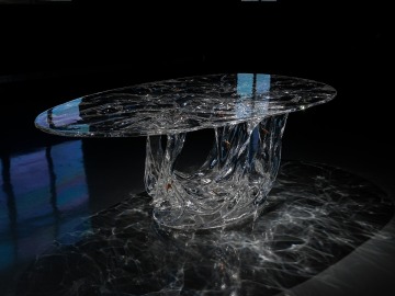 Oval Transparent Four Seas Crystal Dining Table