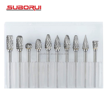 SUBORUI 10PCS 3mm*6mm Tungsten Carbide Milling Cutter Set for Metal Grinding and Polishing