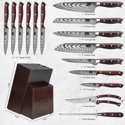 Custom Handcrafted Damascus 16-Piece Chef's Knife Set: A Comprehensive Kitchen Knife Collection