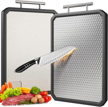 Non Toxic 304 Stainless Steel Double Sided Scratch Resistant Kitchen Chopping Board for Meat & Vegetables