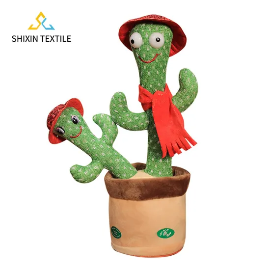 OEM Glow-in-the-Dark Dragon, Walking, Singing, Dancing Cactus Toy with Electronic Music and LED Lights - Soft Stuffed Electric Plush Toy