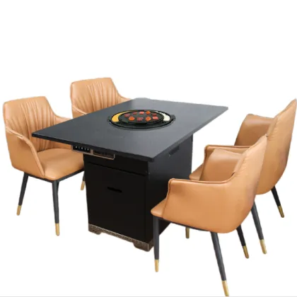 Black flint stone table top barbecue table